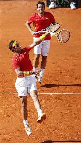 Marc López y Rafa Nadal en la Copa Davis