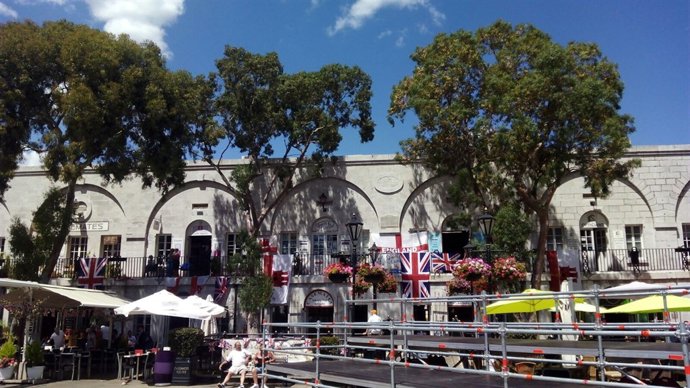 Casemates Square en Gibraltar antes de la visita de Cameron