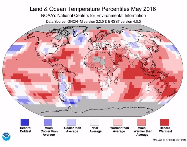 Temperaturas globales de mayo 2016