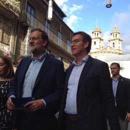 Mariano Rajoy y Alberto Núñez Feijóo pasean por Pontevedra