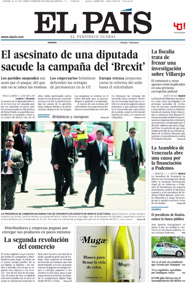 Portada de El País