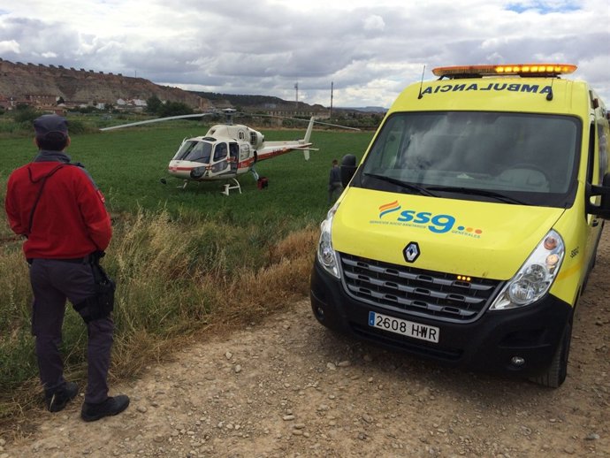 Intervención de la Policía Foral en el accidente de un jinete en Arguedas.