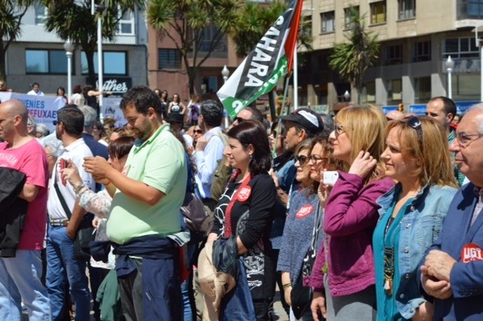 Adriana Lastra (FSA-PSOE) participa en la manifestación del Dia del Refugiado