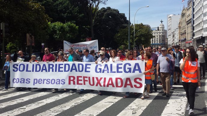 Manifestación Na Coruña En Apoio Aos Refuxiados