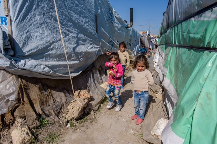 Asentamiento informal para refugiados sirios cerca de Zahle, Líbano
