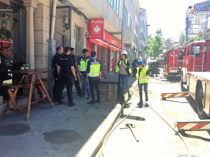 Incendio en la calle Galeras, en un edificio, Santiago de Compostela