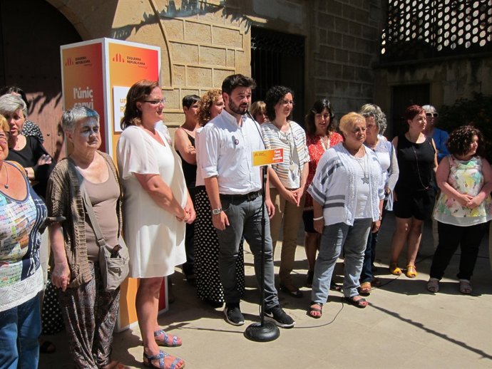 El candidato de ERC al Congreso, Gabriel Rufián, en un acto sobre igualdad