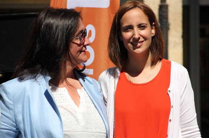 La dirigente de C's Pilar Vicente, durante su visita a Palencia. 