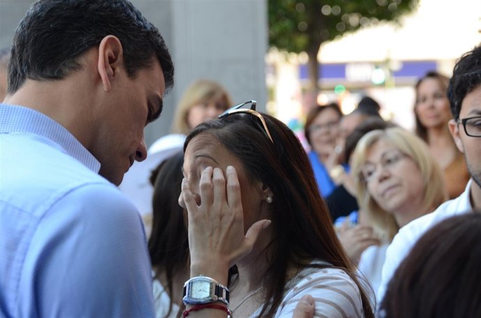 Pedro Sánchez durante un acto de campaña