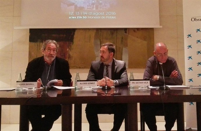 Jordi Savall, Alexis Gómez y Octavi Vilà en la presentación del Festival