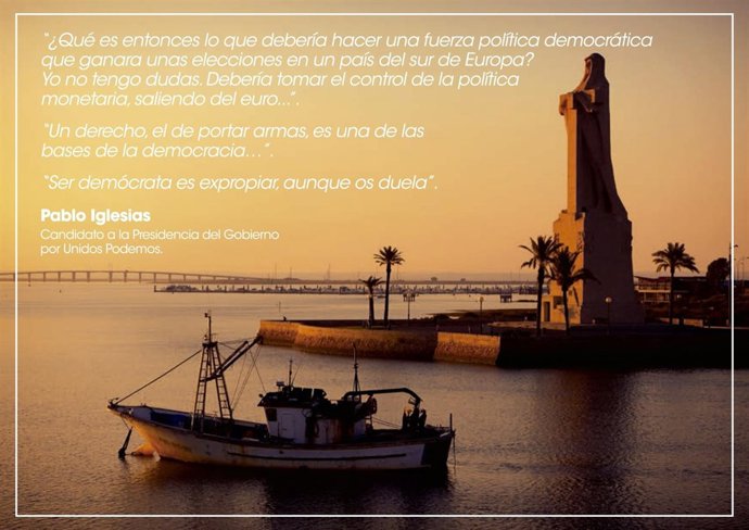 Postal del PP de Huelva contra Pablo Iglesias