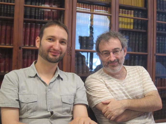 El editor Aniol Rafel y el escritor Joan Benesiu