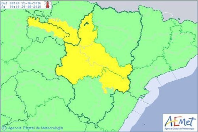 Alerta amarilla por temperaturas máximas en el Valle del Ebro