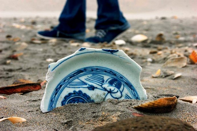 Muestra de objetos de un galeón español hundido en el sigloe XVI