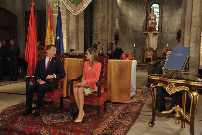 Los Príncipes de Asturias, en el Monasterio de Leyre.