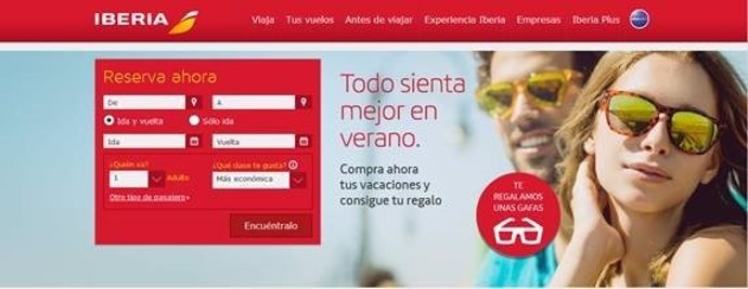 Gafas de sol al comprar billetes en Iberia