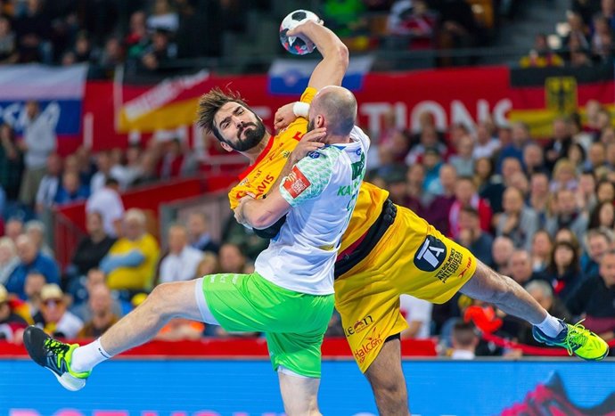 Jorge Maqueda en el Eslovenia-España de la pasada Eurocopa de Balonmano