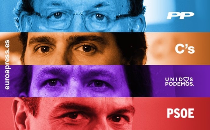 Montaje de los cuatro líderes políticos