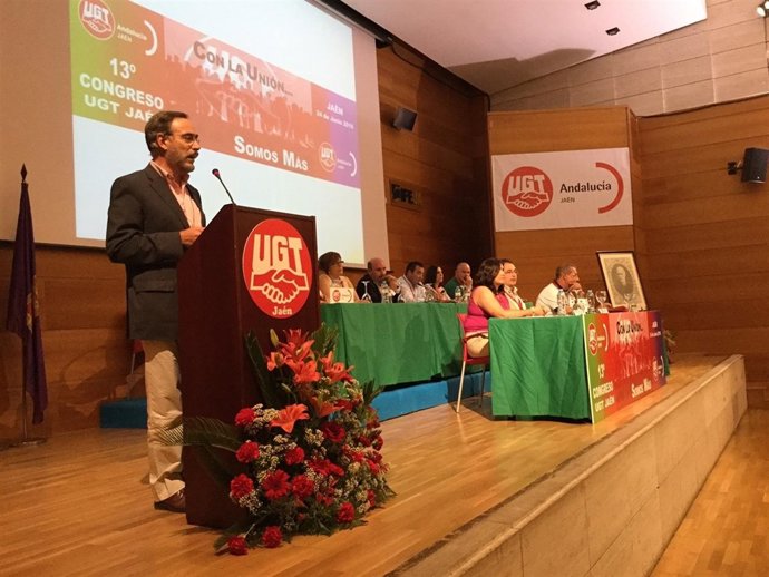 Felipe López durante su intervención en el Congreso de UGT Jaén