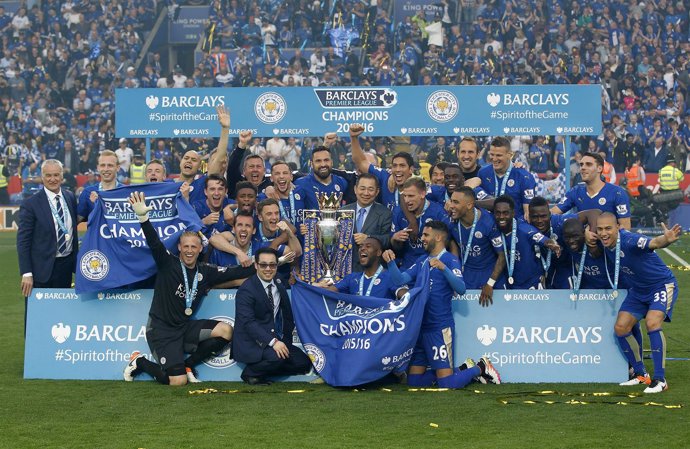 El Leicester celebra el título de Premier League