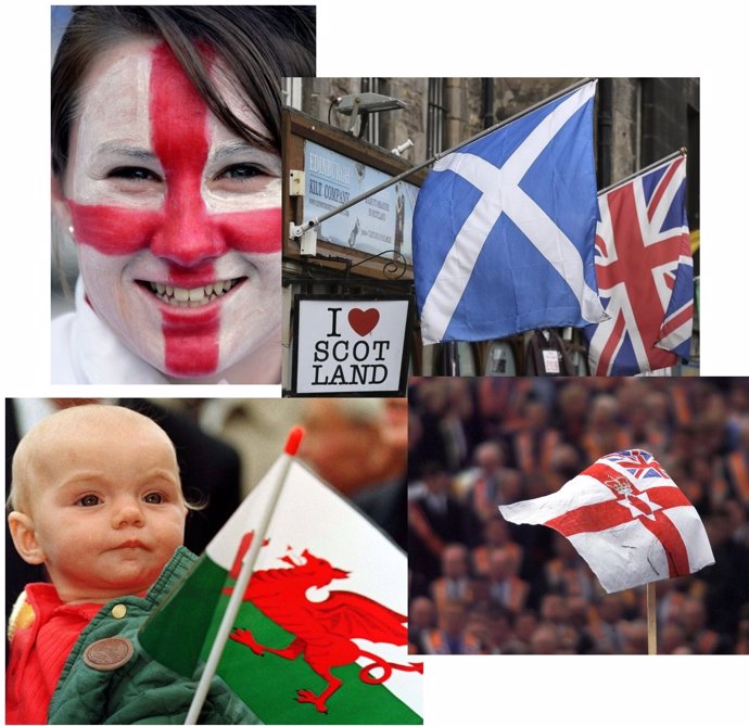 Banderas de Inglaterra, Escocia, Gales e Irlanda del Norte