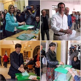 Susana Díaz, Juanma Moreno, Teresa Rodríguez y Juan Marín, votando