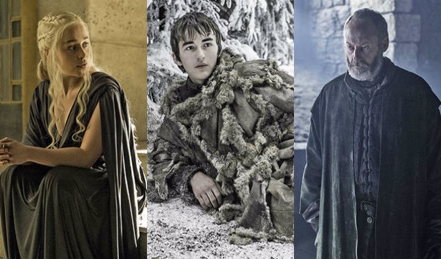 Daenerys, Bran y Davos en Juego de tronos