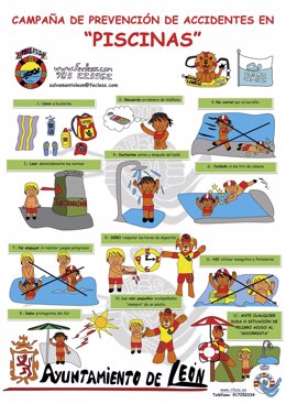 Cartel de la campaña de prevención de accidentes en piscinas