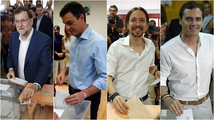 Rajoy, Sánchez, Iglesias y Podemos 