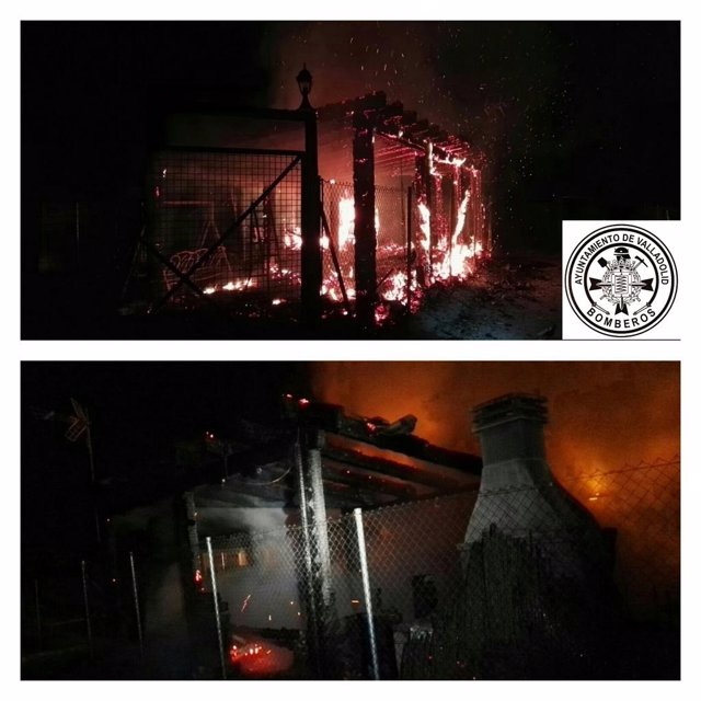 Incendio en el patio de una vivienda en Renedo (Valladolid)
