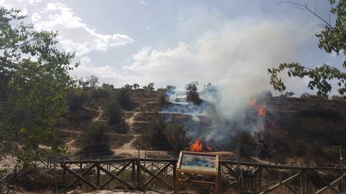 Imagen del incendio facilitada por la Policía Local de Bullas