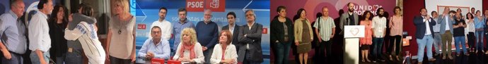 Fotomontaje de la foto de los partidos en Cantabria tras el resultado electoral