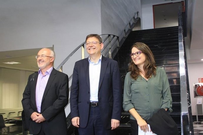 Antonio Montiel, Ximo Puig y Mónica Oltra. 