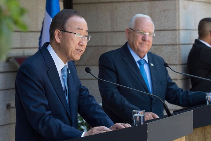 Ban Ki Moon con el presidente de Israel, Reuven Rivlin