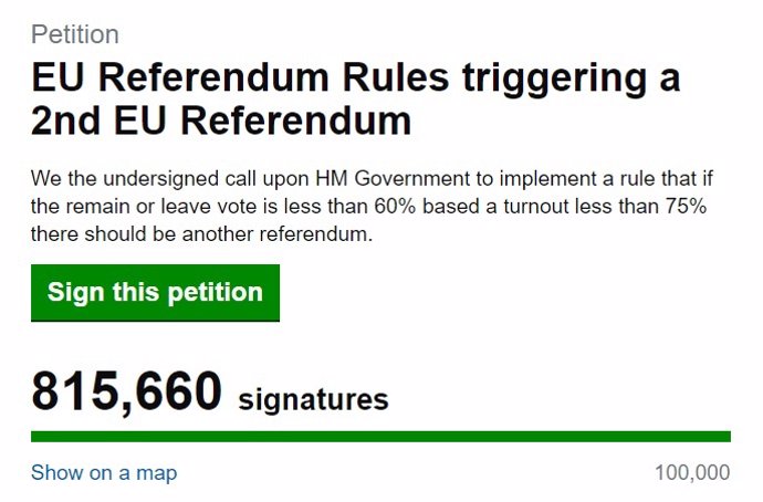 Firmas para repetición de un segundo referéndum