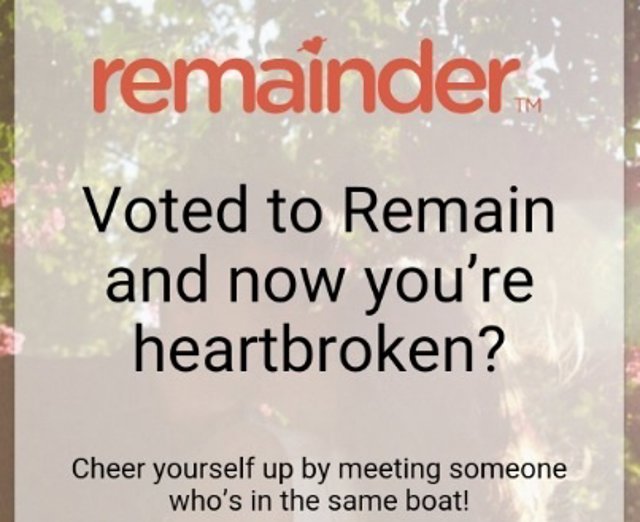 'Remainder', La Aplicación De Citas Para Los Que Votaron En Contra Del Brexit