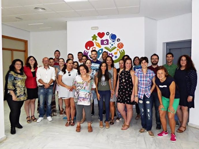 Los 25 desempleados en la Lanzadera de Empleo en Huelva.