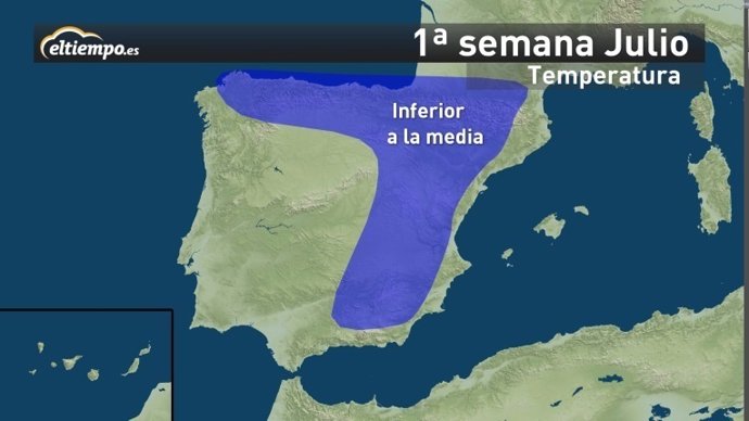 Temperaturas previstas en la primera semana de julio de 2016