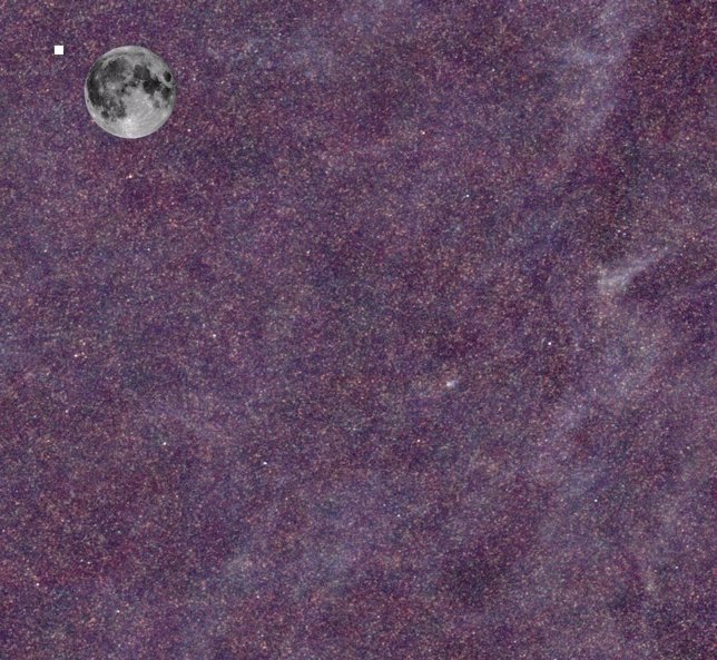Zona estudiada por Herschel con la luna a título comparativo