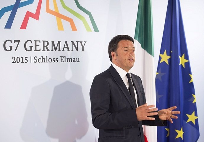 El primer ministro italiano, Matteo Renzi, al término de la reunión del G7