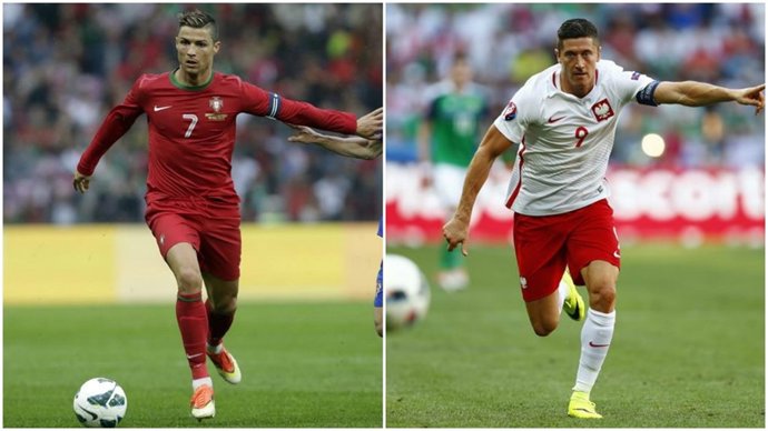 Cristiano Ronaldo y Lewandowski ante del Portugal - Polonia