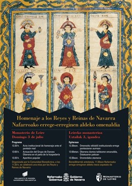 Leire acoge este domingo 3 de julio el homenaje a los Reyes y Reinas de Navarra