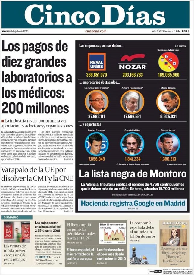 Cinco días portada