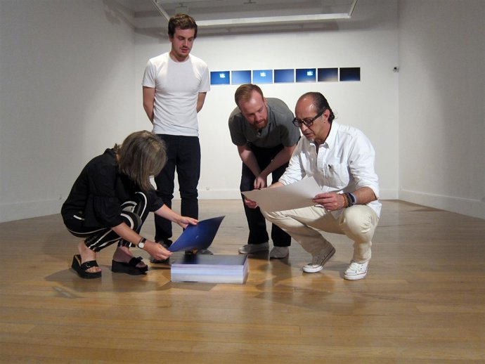 Miguel González y Cayetano Limorte (centro) junto a Pita (i) y Heras