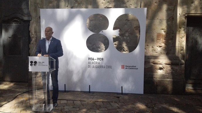 Raül Romeva durante la presentación de los 80 años de la Guerra Civil