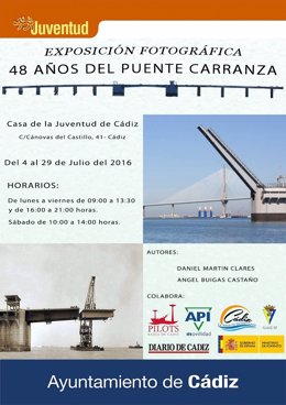 Cartel de exposición sobre el Puente Carranza de Cádiz