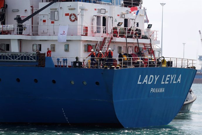 Lady Leyla, barco humanitario turco llega a Gaza