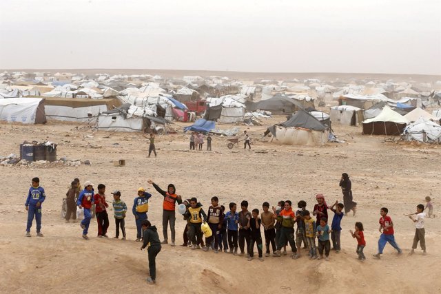 Refugiados sirios en un campamento de Jordania