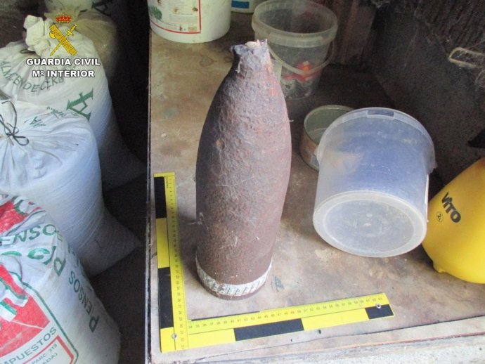 Proyectil de la Guerra Civil encontrado en Moclín