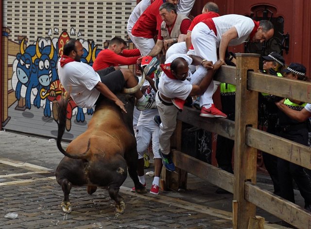 Segundo encierro de San Fermín con la ganadería de Cebada Gago
